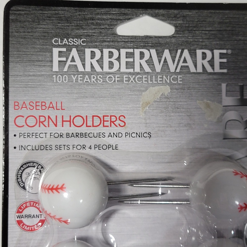 Farberware Corn Cob Holders Baseball Sports 2-Pack 8 Pairs Total Corncob Sports - Picture 2 of 4